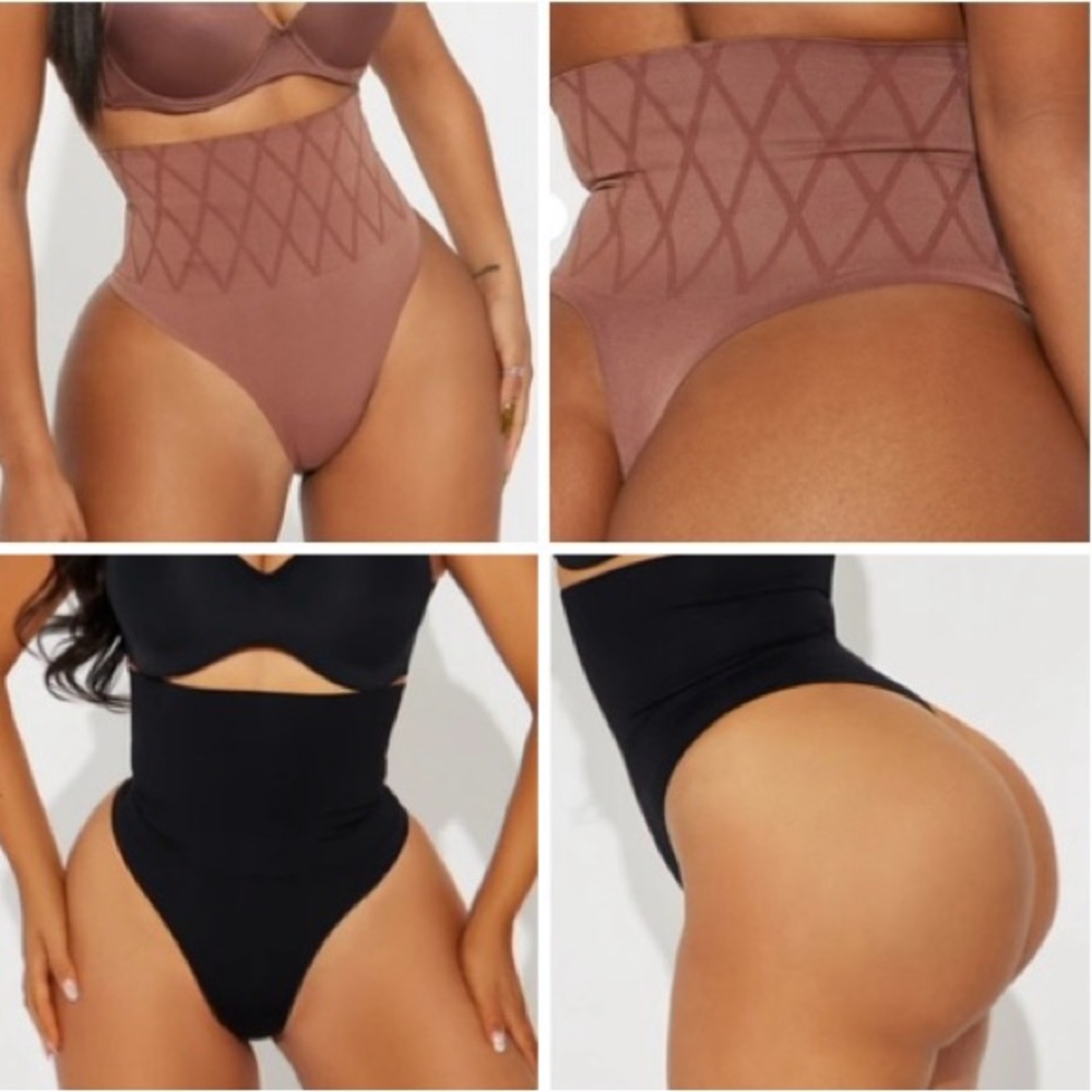 3 Pack of Shapewear Thongs Mocha Brown & Black Size L NWT
